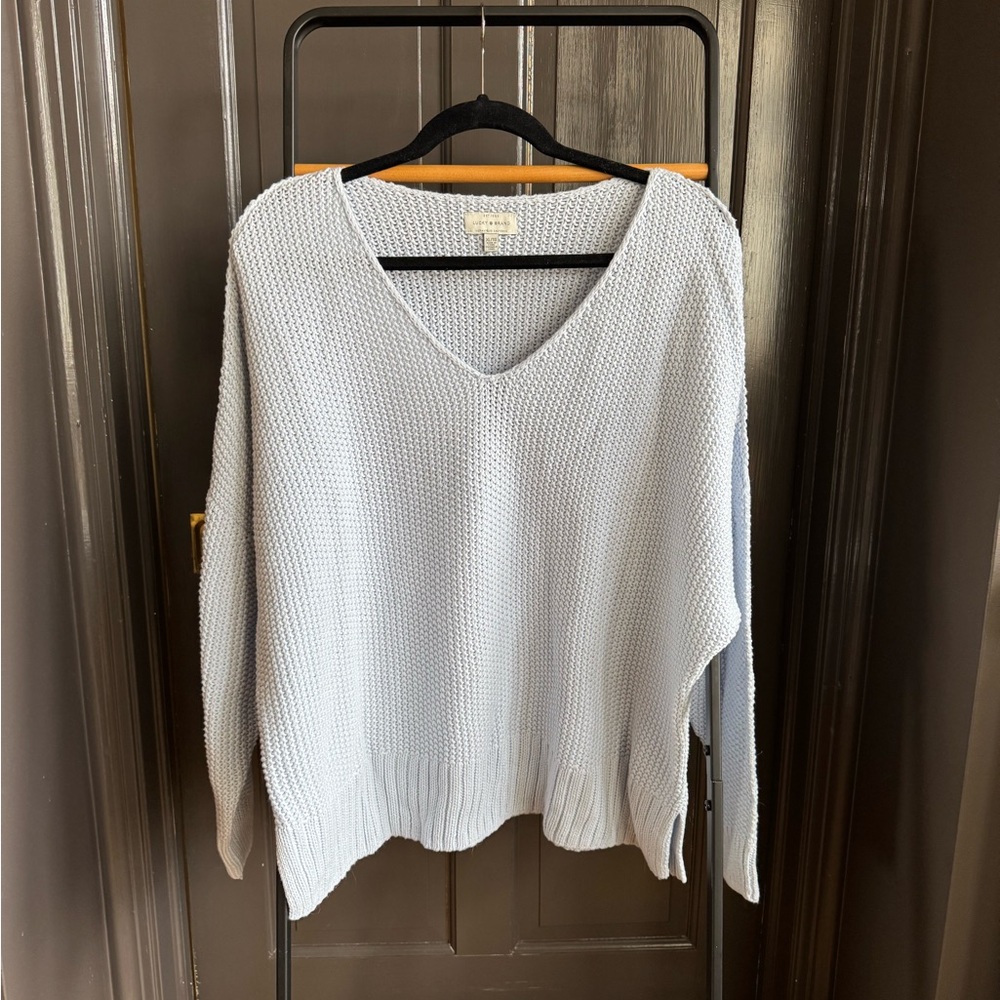 Women's Light Blue V-Neck Sweater